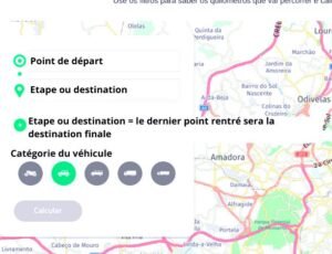 Interface du calculateur de frais de péage du site viaverde.pt