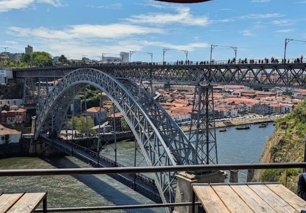 Vue depuis la terrasse du Guindalense Futebol Clube Café à Porto